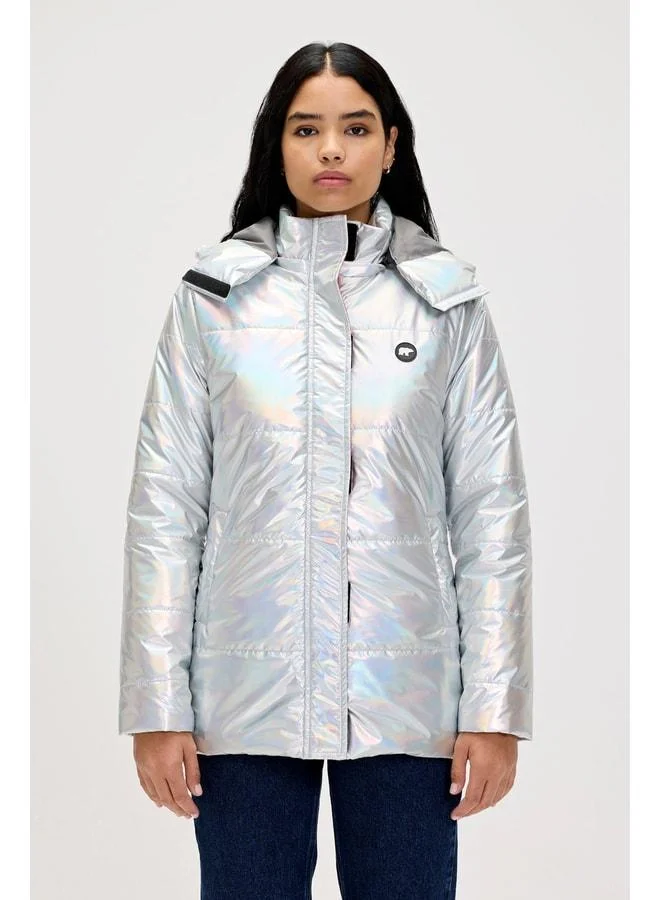 Bad Bear Jolene Silver Gray Women's Puffer Coat.