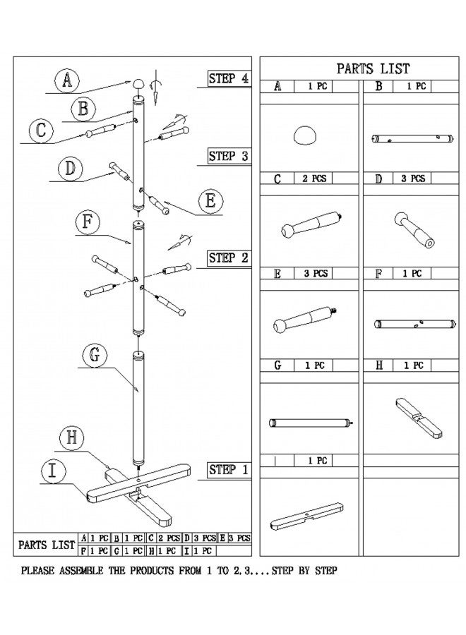 Frenchi Furniture Frenchi Home Furnishing Freestanding Kid's Coat Rack  - Image 4