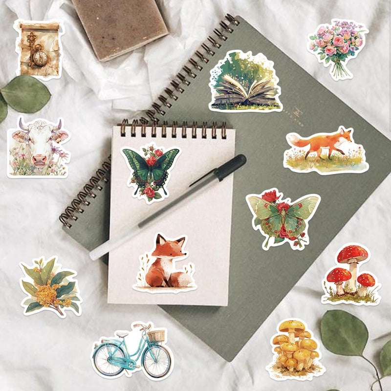 YOKSAS 50-Piece Cartoon Fantasy Forest Sticker - Vintage Cottagecore Nature Fairytale Floral Botanical Animal Stickers for Water Bottles, Laptop,Scrapbooking,Journals - Image 4