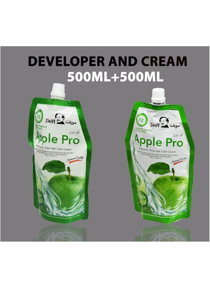 Swift Apple Pro Ammonia Free Dark Black Hair Color Cream 2/0 500mlx2  - Image 2