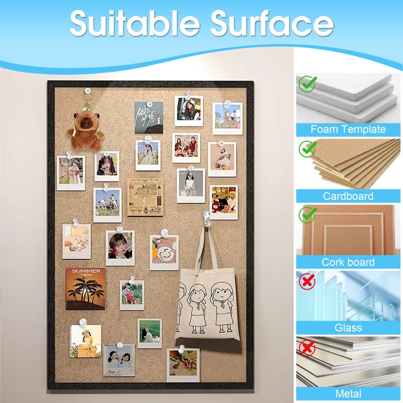 Okxiri 290 Pcs Push Pins, 6 Style Thumb Tacks Set for Wall Hanging,Cork Board, Bulletin Board, Decorative Steel Point Push Pins for Map, Photo, Craft, Office, Home - Clear - Image 3