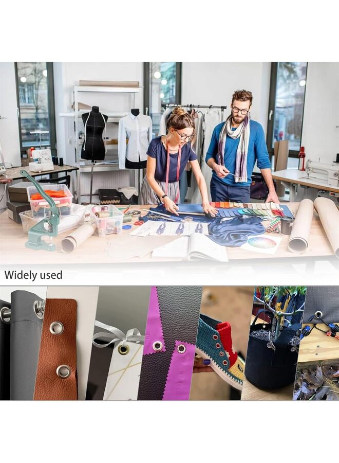 يُسلِّم مجموعة أدوات ثقب حلقات العروة اليدوية شديدة التحمل - مكبس حلقات شديد التحمل - مع 3 قوالب قابلة للتبديل و1500 قطعة حلقات فضية (اللون: أخضر) - Image 5