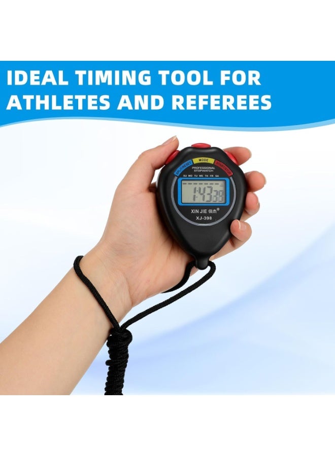 شينجى ساعة توقيت رياضية رقمية الكترونية متعددة الوظائف، شاشة كبيرة مع خاصية التاريخ والوقت والتنبيه، مناسبة للمدربين الرياضيين ومدربي اللياقة البدنية والحكام - Image 3