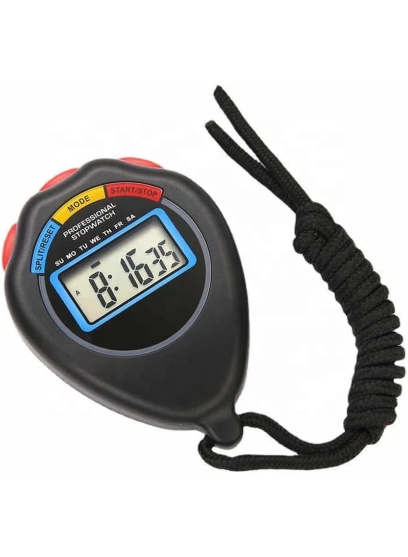 شينجى ساعة توقيت رياضية رقمية الكترونية متعددة الوظائف، شاشة كبيرة مع خاصية التاريخ والوقت والتنبيه، مناسبة للمدربين الرياضيين ومدربي اللياقة البدنية والحكام - Image 1