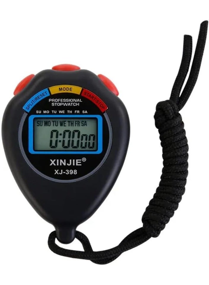 شينجى ساعة توقيت رياضية رقمية الكترونية متعددة الوظائف، شاشة كبيرة مع خاصية التاريخ والوقت والتنبيه، مناسبة للمدربين الرياضيين ومدربي اللياقة البدنية والحكام - Image 2