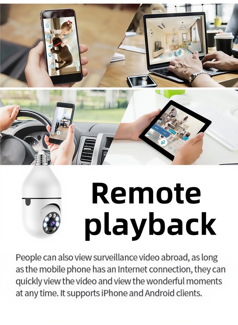 كاميرا لاسلكية على شكل لمبة إضاءة بدقة 1080 بكسل، كاميرا داخلية تدور 360 درجة مع تتبع تلقائي، مع كشف حركة ذكي، مراقبة عن بعد، للاستخدام في المنزل أو الأمن الداخلي أو الخارجي - Image 4