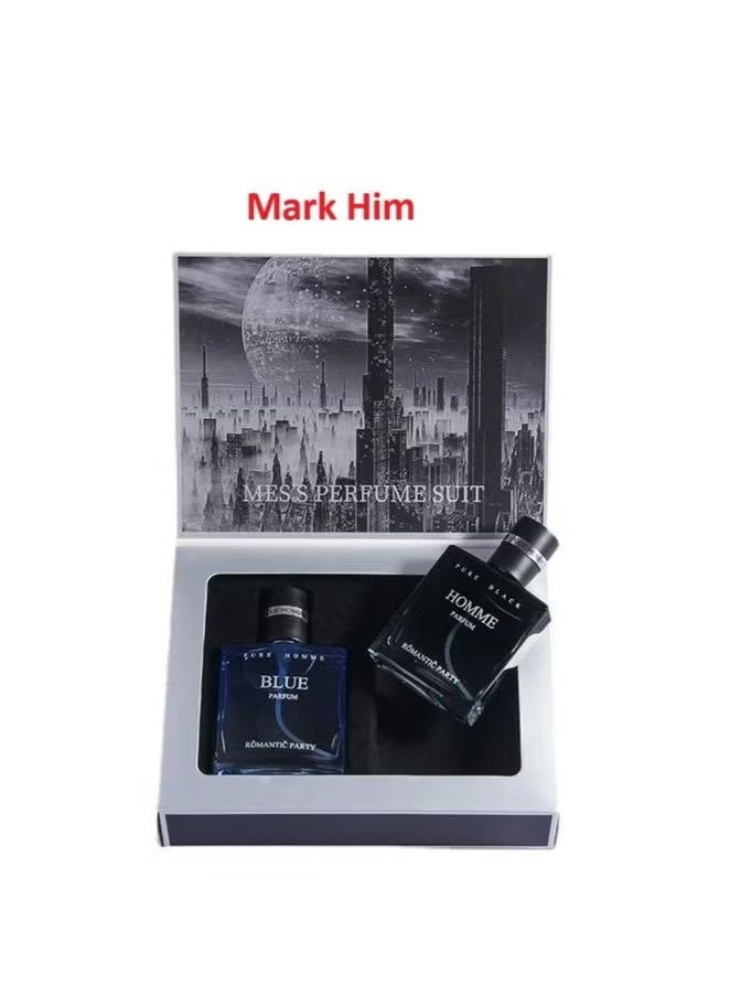 MARK HIM Romantic Party Men’s Perfume Gift Set – 2 x 30ml Eau de Parfum Combo | Pure Black Homme & Pure Homme Blue Luxury Long Lasting Fragrance Set for Men | Party & Daily Wear Cologne Gift Set - Image 1