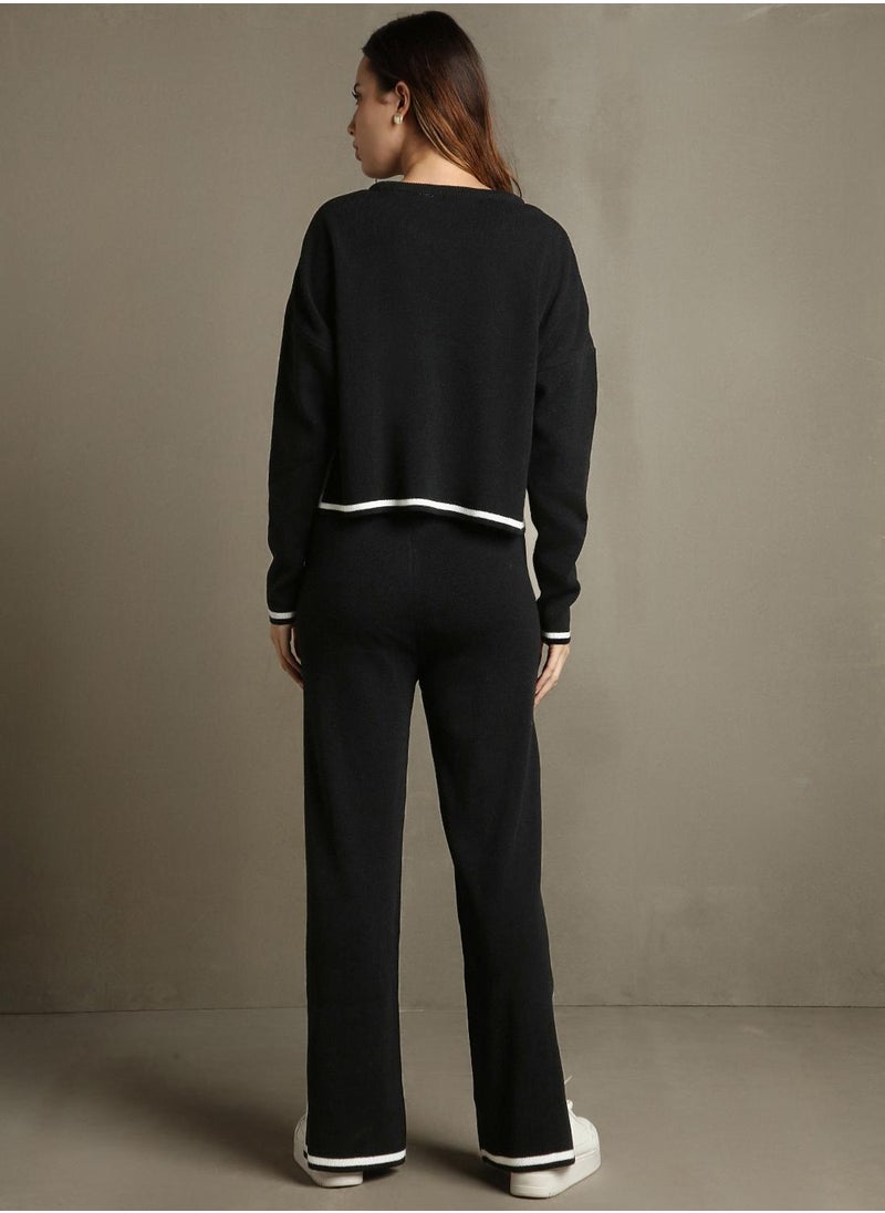 Dennis Lingo - Women's Black 100% Acrylic Solid Regular Fit Sweater - Image 1