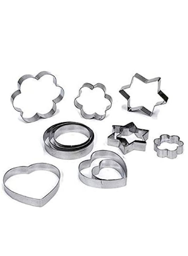 قطاعة البسكويت 12 قطعة معدنية لتقطيع الكيك والخضروات والفواكه والبسكويت مجموعة قوالب من الفولاذ المقاوم للصدأ على شكل قلب على شكل نجمة على شكل زهرة - Image 2
