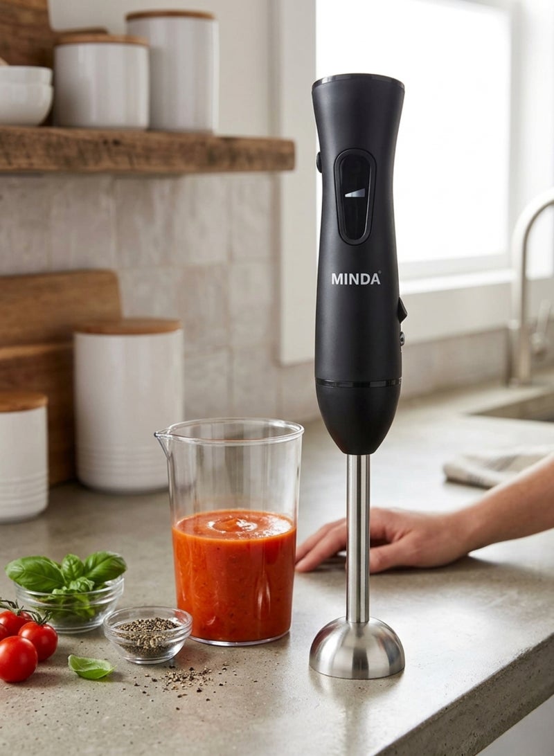 Minda Black Hand Blender with Stainless Steel Rod – Electric Stick Blender for Smoothies, Soups & Food Processing, Powerful Kitchen Mixer - Image 5