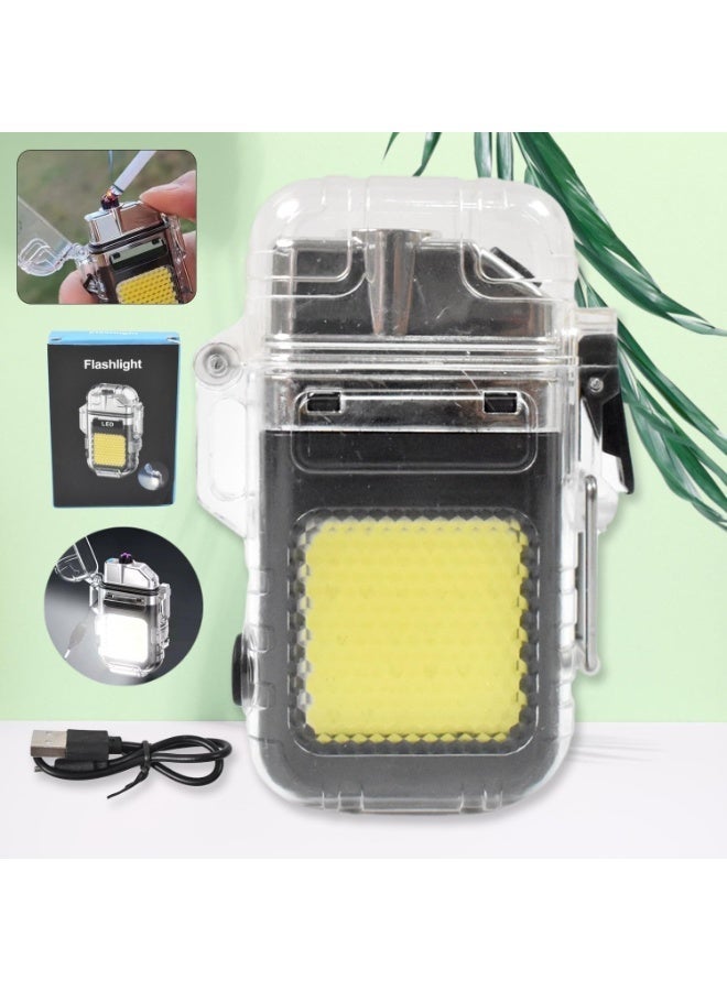 PRO Rechargeable Electric Lighter with Built-in LED Light Mini USB  , Windproof and Waterproof, Flameless, Pocket Size for Keychain - Clear Black - Image 2