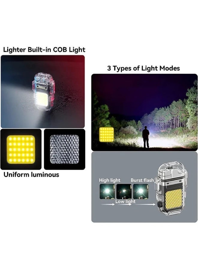 PRO Rechargeable Electric Lighter with Built-in LED Light Mini USB  , Windproof and Waterproof, Flameless, Pocket Size for Keychain - Clear Black - Image 4