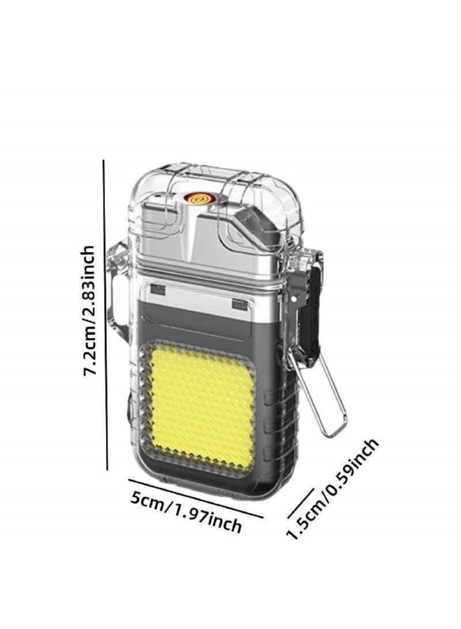 PRO Rechargeable Electric Lighter with Built-in LED Light Mini USB  , Windproof and Waterproof, Flameless, Pocket Size for Keychain - Clear Black - Image 5