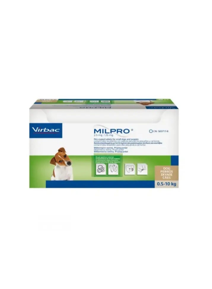 Virbac Milpro for Small Dogs and Puppies 2.5 mg/25 mg (.5-10kg)