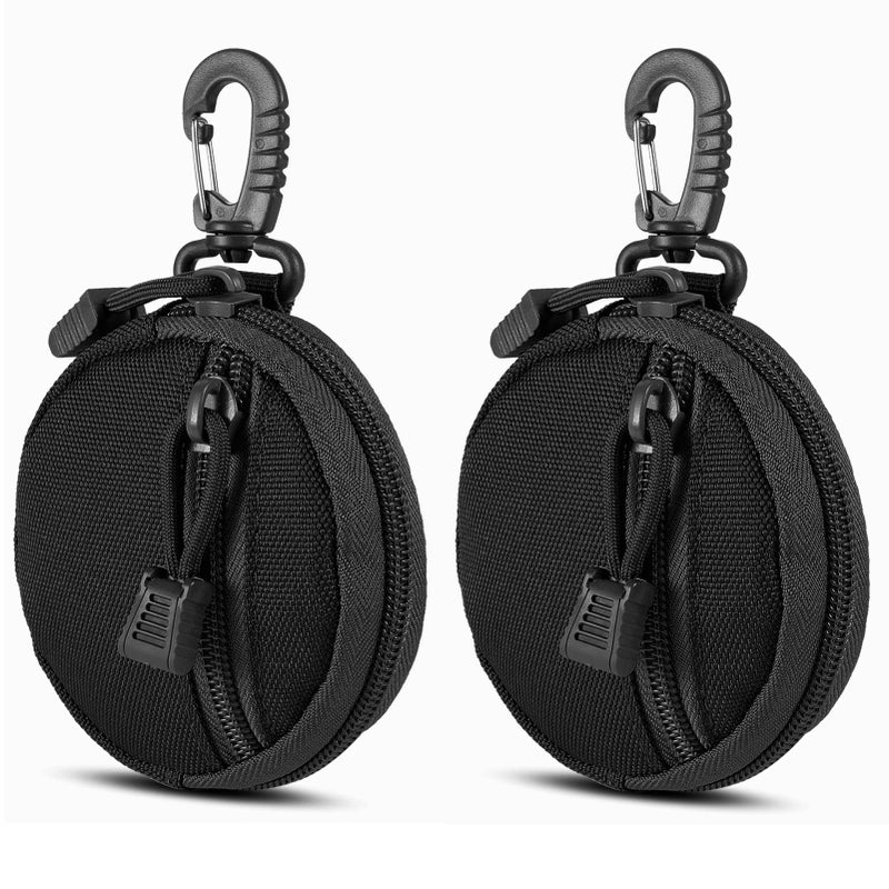 FRTKK 2 Pack Tactical Compact EDC Pouches, Military Molle Utility Pouch Organizer Pouch, Coin Purse Keychain Pocket Credit Card Holder Waist Pack (Black) - Image 1