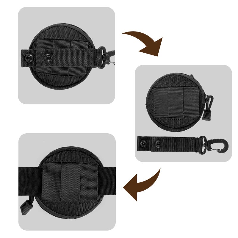 FRTKK 2 Pack Tactical Compact EDC Pouches, Military Molle Utility Pouch Organizer Pouch, Coin Purse Keychain Pocket Credit Card Holder Waist Pack (Black) - Image 4