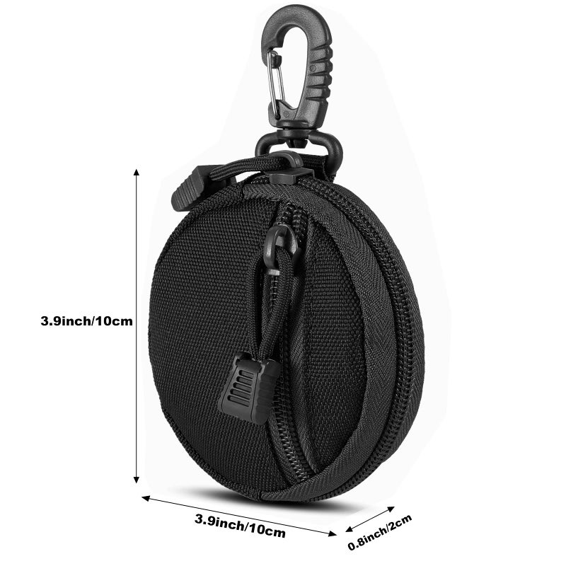 FRTKK 2 Pack Tactical Compact EDC Pouches, Military Molle Utility Pouch Organizer Pouch, Coin Purse Keychain Pocket Credit Card Holder Waist Pack (Black) - Image 3