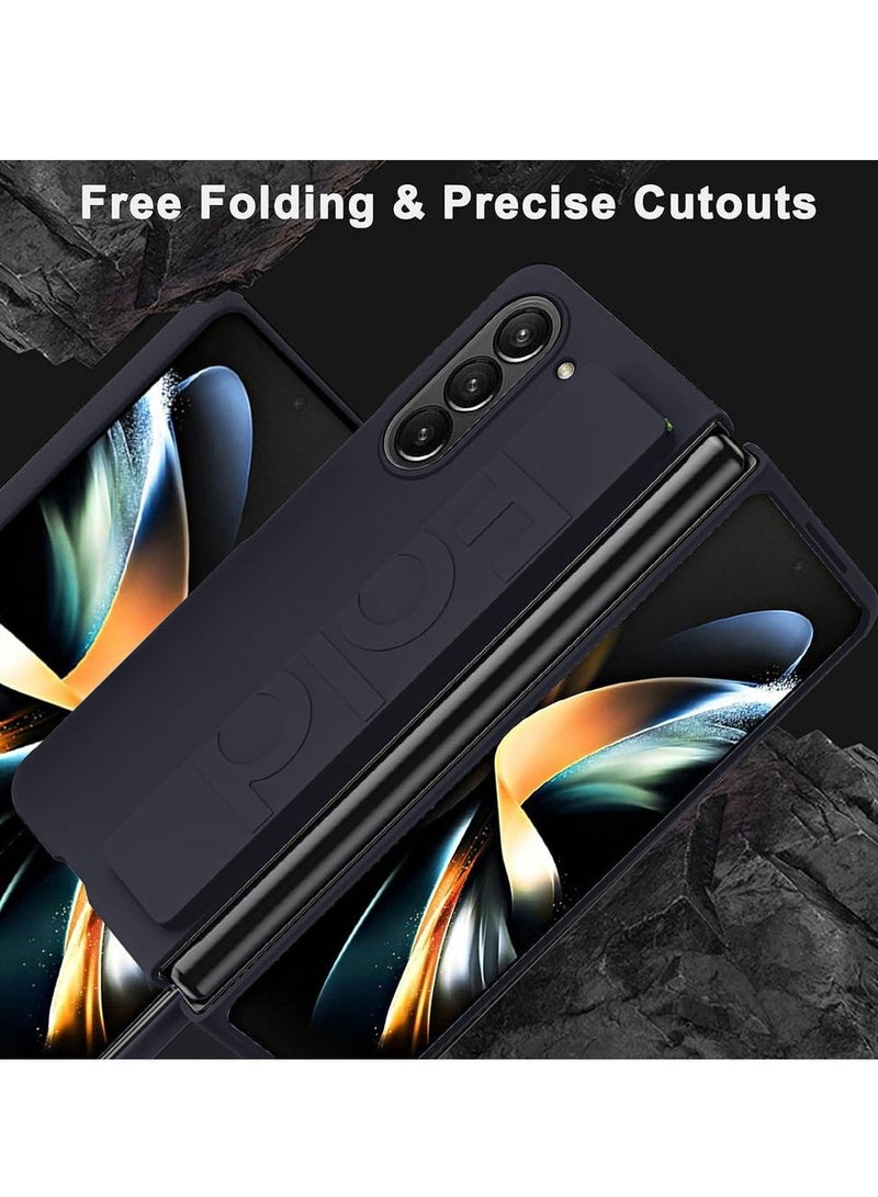 CATANES Samsung Galaxy Z Fold 5 Case with Wrist Strap Skin Feel Hard PC Shockproof Protective Case for Men Women - Image 4