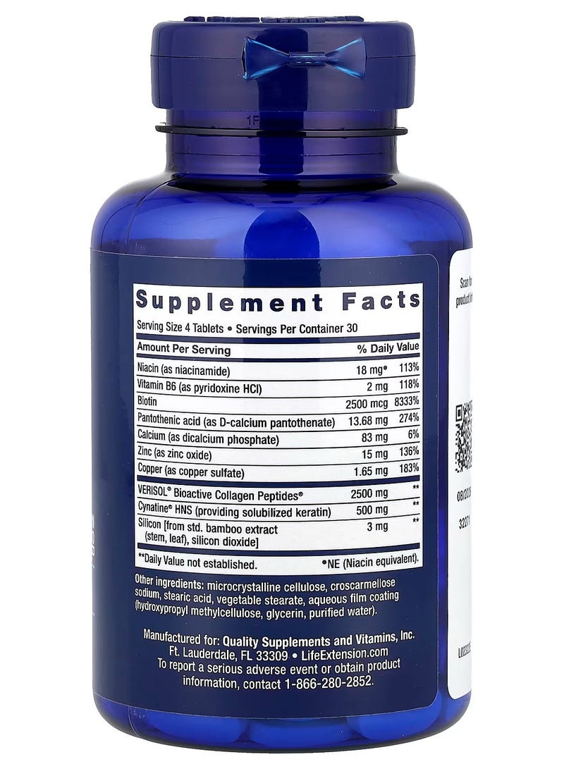 Life Extension Hair, Skin & Nails, Collagen Plus Formula, 120 Tablets - Image 2