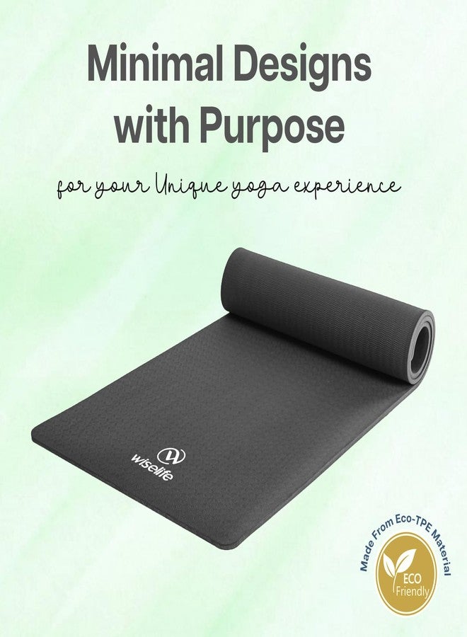 WiseLife Classic ECO TPE 10 MM Yoga Mat with Yoga Strap for Men & Women | Extra Thick, Long & Wide Non-Slip, Anti-Tear Exercise Mat for Home, Gym, Workout, Fitness, Yoga & Pilates (Black) - Image 3