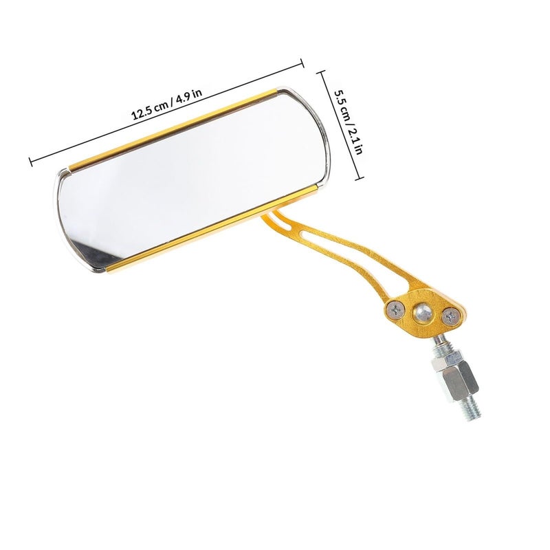 2 Pcs Gold Aluminum Alloy Universal Bike Mirror Wide Angle Lens Handlebar Mount - Image 3
