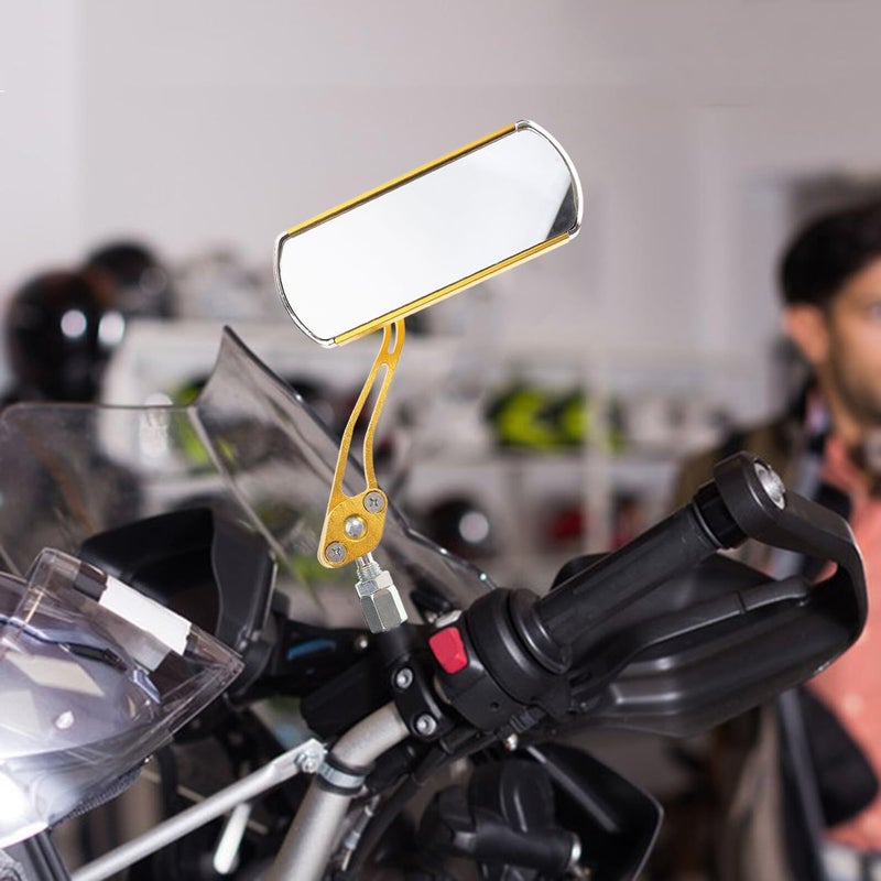 2 Pcs Gold Aluminum Alloy Universal Bike Mirror Wide Angle Lens Handlebar Mount - Image 5