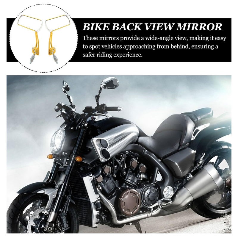 2 Pcs Gold Aluminum Alloy Universal Bike Mirror Wide Angle Lens Handlebar Mount - Image 4