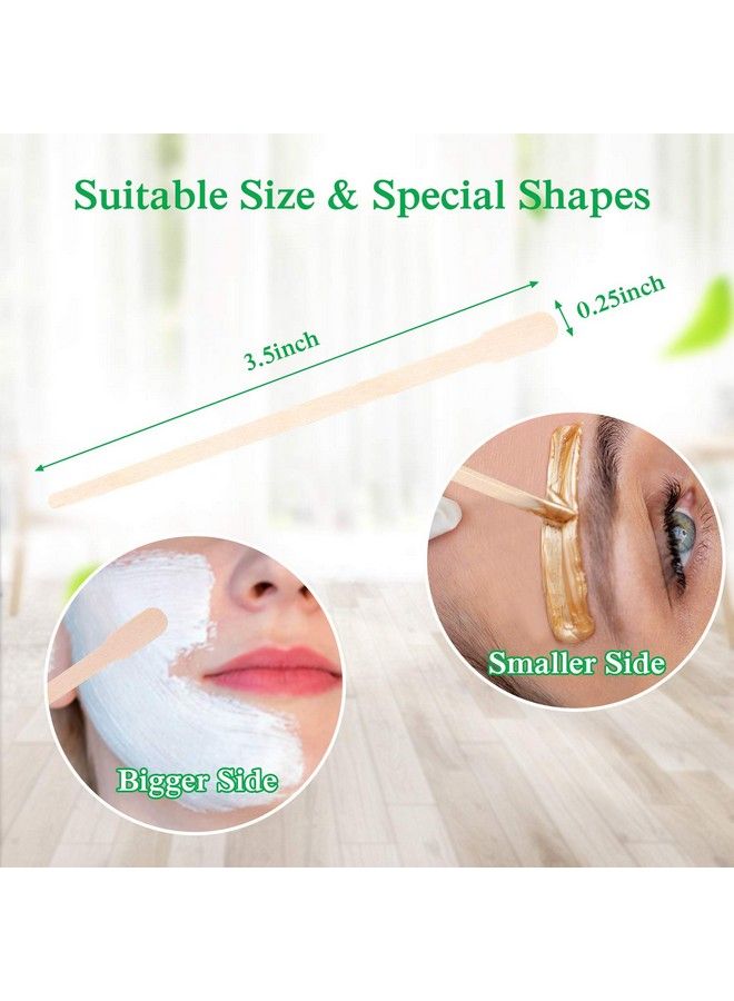 JANYUN 200 Pcs Eyebrow Wax Sticks Wax Applicator Wood Wax Spatulas For Face Small Hair Removal Sticks Or Wood Craft Sticks (With Handle)  - Image 3