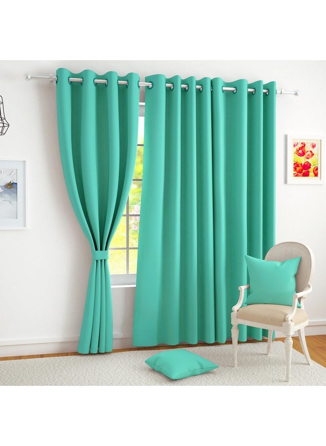 Story@Home Story@Home Blackout Door Curtains 7 Feet Long Set of 1 | Solid Design Door Curtains | Thermal Insulated Curtains | Room Darkening Curtains | Curtains for Living Room | (116 x 215 cm, Mint Green)  - Image 1