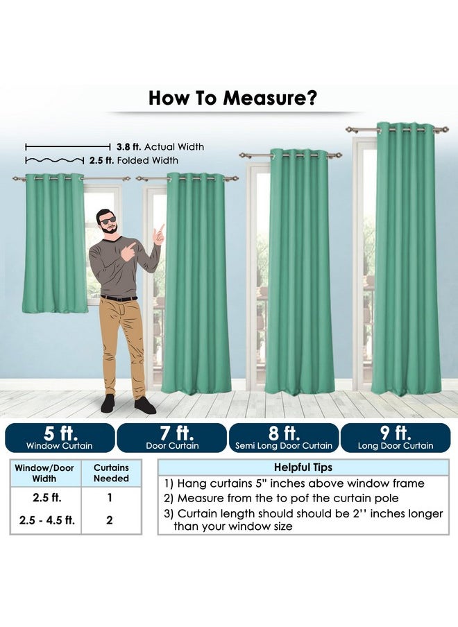Story@Home Story@Home Blackout Door Curtains 7 Feet Long Set of 1 | Solid Design Door Curtains | Thermal Insulated Curtains | Room Darkening Curtains | Curtains for Living Room | (116 x 215 cm, Mint Green)  - Image 2