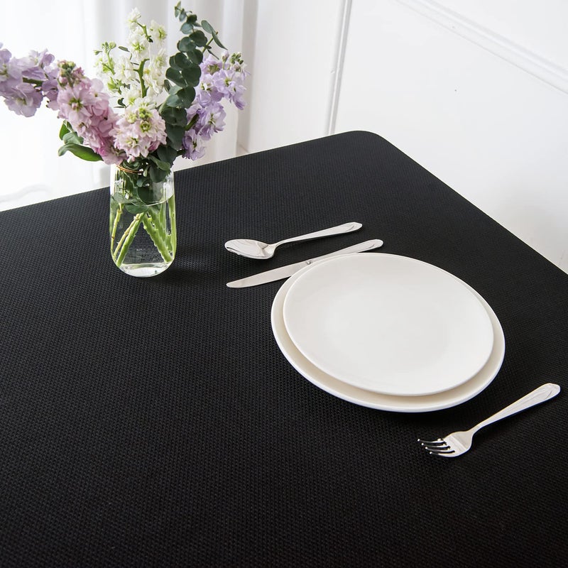 Maxmill Jacquard tablecloth وصمة عار مقاومة للماء مقاومة تجاعيد مقاومة للانسكاب مقاوم القابلة للغسل طاولة طاولة ناعمة قابلة للغسل لغرفة الطعام الداخلية والخارجية الاستخدام المستطيل 60 × 140 بوصة أسود - Image 4
