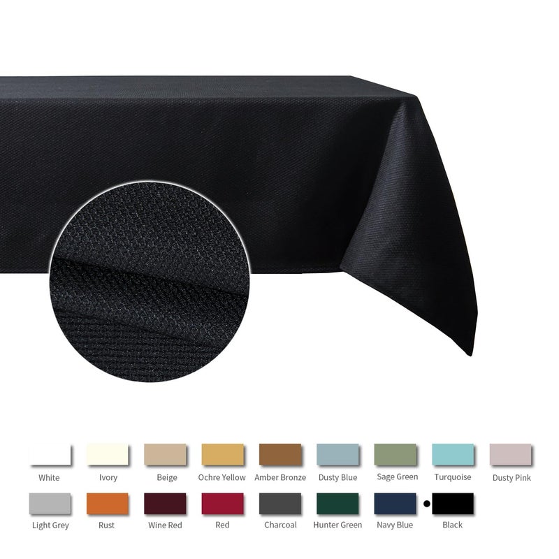 Maxmill Jacquard tablecloth وصمة عار مقاومة للماء مقاومة تجاعيد مقاومة للانسكاب مقاوم القابلة للغسل طاولة طاولة ناعمة قابلة للغسل لغرفة الطعام الداخلية والخارجية الاستخدام المستطيل 60 × 140 بوصة أسود - Image 3
