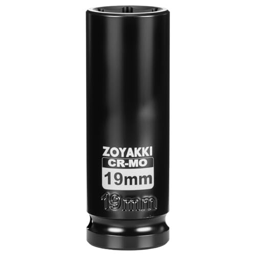 ZOYAKKI 12 Drive x 19 mm Deep 6 PT Impact Socket CRMO12inch Drive 6 Point Axle Nut Socket for Easy Removal of Axle Shaft Nuts Metric 19MM - Image 1