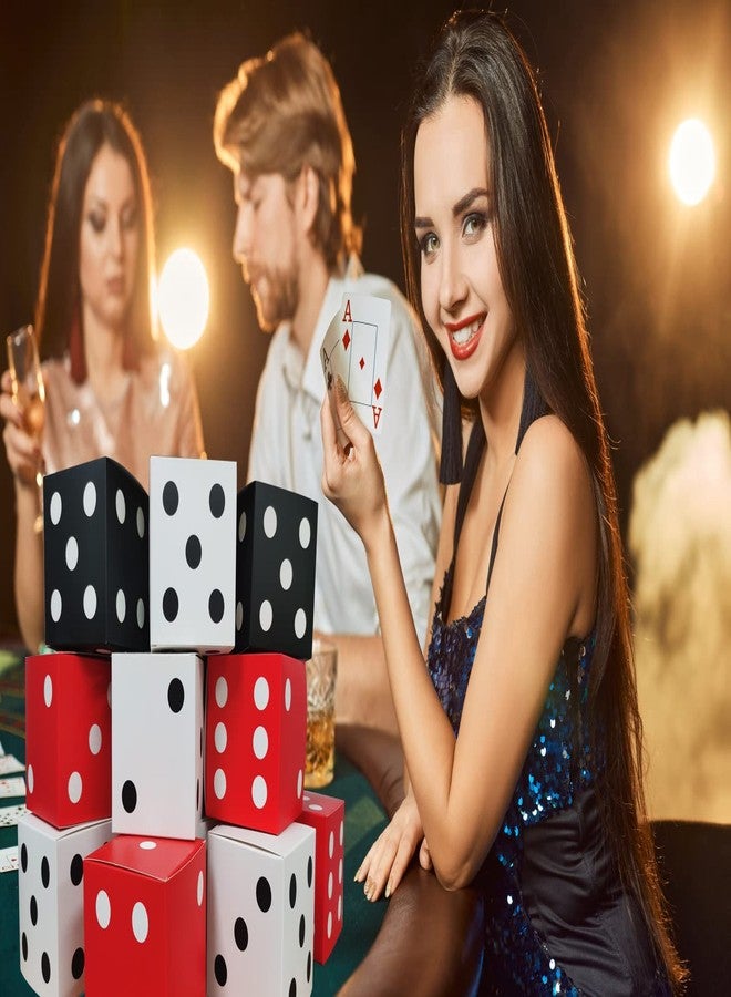 Eylola 24 Pack Dice Favor Boxes 4x4x4 inches casino theme party decorations dice Boxes Bulk for centerpieces with Ribbon dice Game Night Party Decorations Casino Night Party Decoration , Black Red White - Image 5