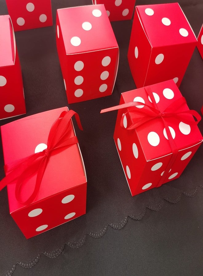Eylola 24 Pack Dice Favor Boxes 4x4x4 inches casino theme party decorations dice Boxes Bulk for centerpieces with Ribbon dice Game Night Party Decorations Casino Night Party Decoration , Black Red White - Image 3