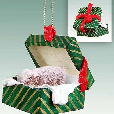 Pig Gift Box Christmas Ornament Pink - Delightful!