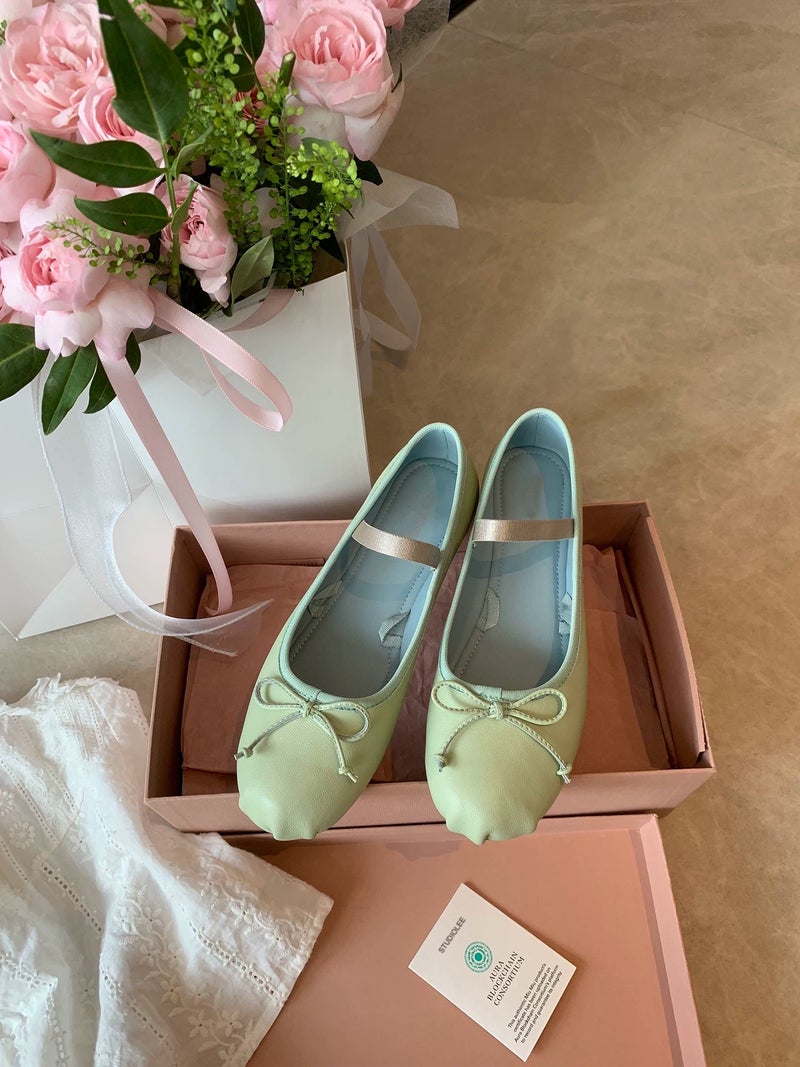 Invisible Height Increase Ballet Flats 2026 New Style Round Toe Bow Elastic Mary Jane Shoes