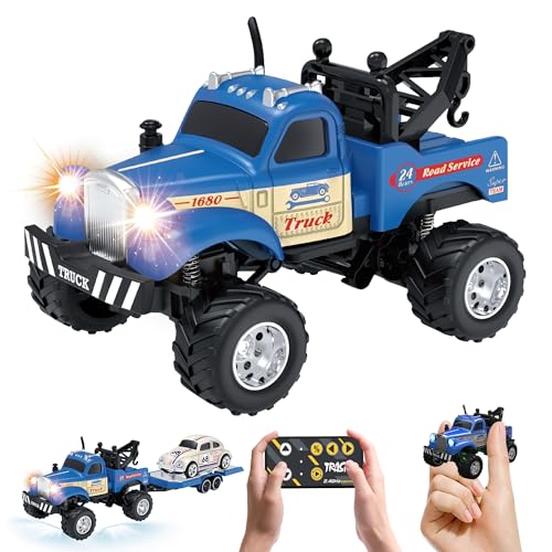 MOONTOY 164 Scale Mini Alloy Truck RC Car with LED Lights 24Ghz Remote and App Control Toy Car 3Speed Adjustment Pocket Toy Car for Kids 48 Years and Adults Blue - Image 1