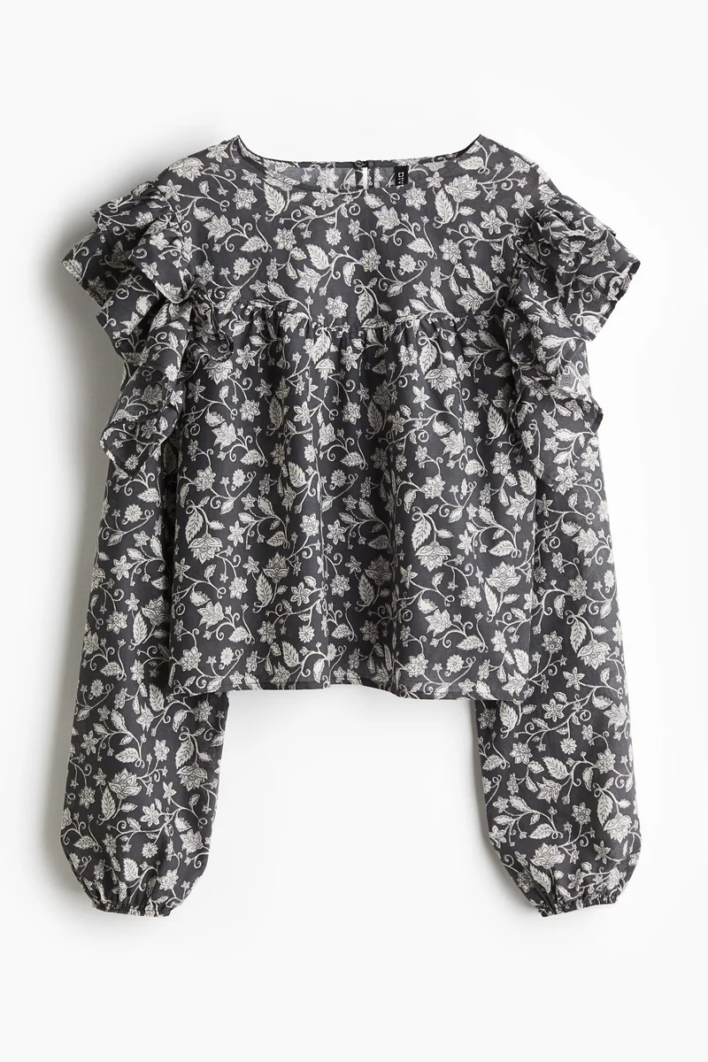 H&M Frill-trimmed cotton blouse