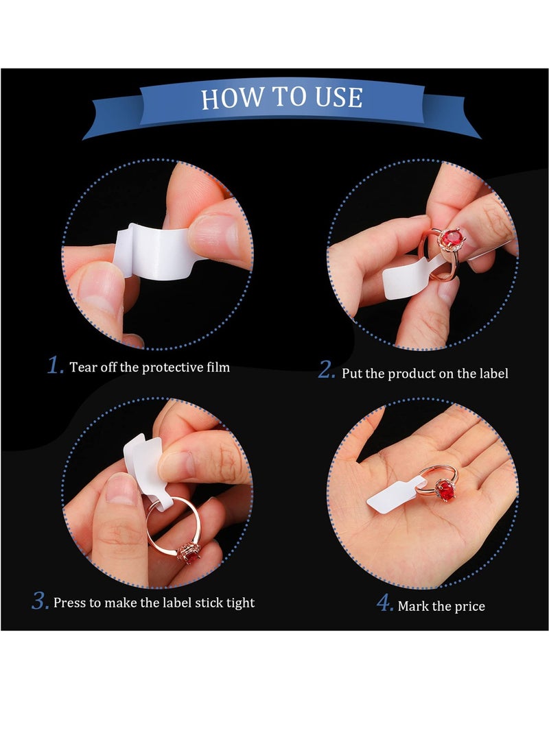 Excefore Blank Jewelry Price Tags Stickers, Self Adhesive White Jewelry Price Label, Barbell Label for Necklace Earring Price Identify Rectangle Label (500 Pieces) - Image 4
