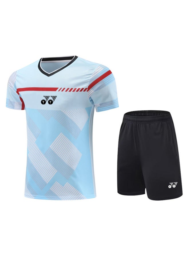 Yy Summer Badminton Uniform New Printed Customized Short-sleeved Men's Sports Suit Breathable Quick-drying Suit