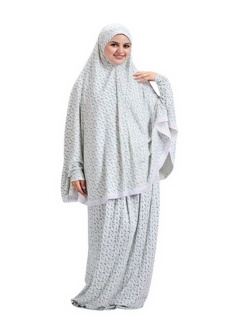 سيزار طقم صلاة واستقبال من قطعتين للنساء – كاب رأس واسع بكم طويل مع جيبة مطاطية ساترة ومريحة - Image 1