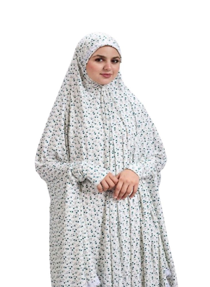 سيزار طقم صلاة واستقبال من قطعتين للنساء – كاب رأس واسع بكم طويل مع جيبة مطاطية ساترة ومريحة - Image 2