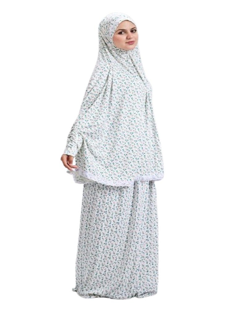 سيزار طقم صلاة واستقبال من قطعتين للنساء – كاب رأس واسع بكم طويل مع جيبة مطاطية ساترة ومريحة - Image 3