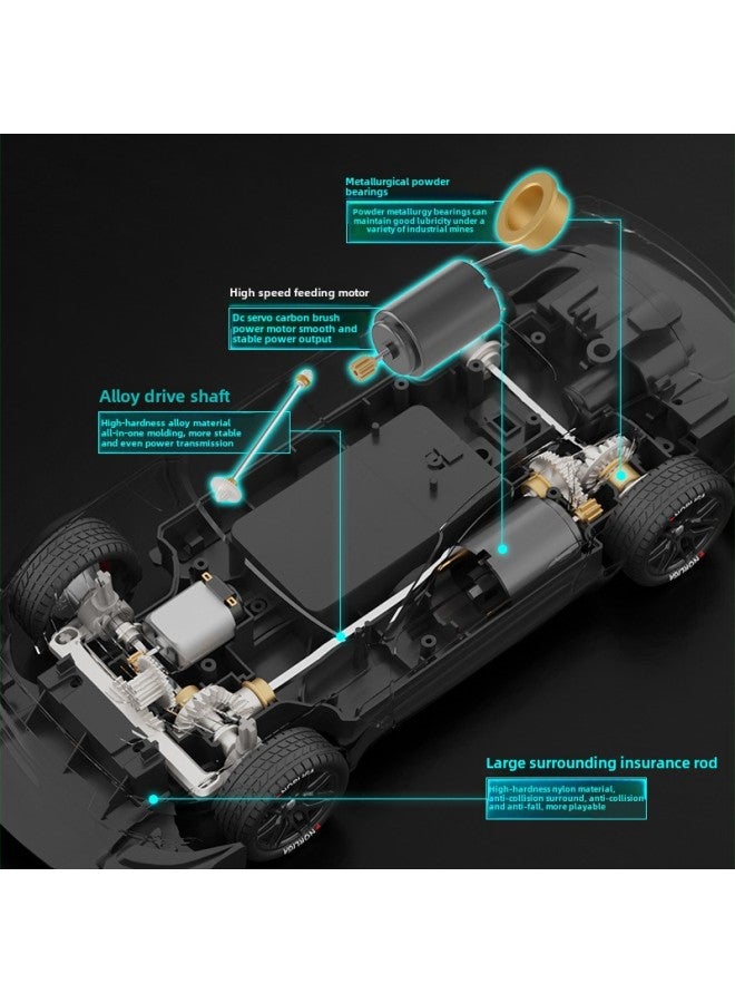 Loquat RC1:14 4-wheel Drive Remote Control High-speed Drift Car GTR Sports Car Light Boy Toy Remote Control Racing Car-Color:1:14 Black Gtr-Scale:Dual Battery Board - Image 4