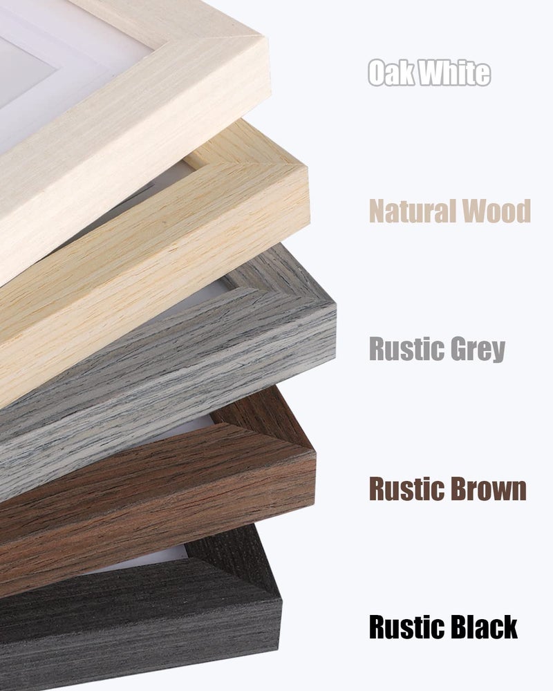 Egofine 8x8 Picture Frames Made of Solid Wood with Plexiglass  Display Pictures 4x4/6x6 with Mat or 8x8 Without Mat Set of 4 for Tabletop and Wall Mounting  Rustic Black - Image 5