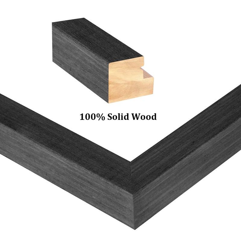 Egofine 8x8 Picture Frames Made of Solid Wood with Plexiglass  Display Pictures 4x4/6x6 with Mat or 8x8 Without Mat Set of 4 for Tabletop and Wall Mounting  Rustic Black - Image 2