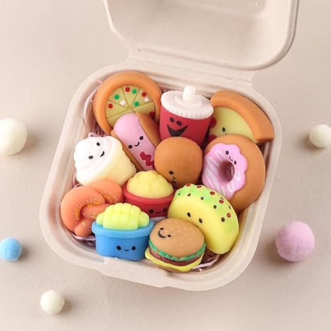 ANBOOR Mini Fast Food Squishies Toy - 12 Pieces Soft Kawaii Food Squeeze Stress Relief Toys for Children, Mini Junk Food Fidget Toy for Party Gifts and Goodie Bag Fillings - Image 4