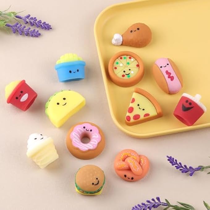 ANBOOR Mini Fast Food Squishies Toy - 12 Pieces Soft Kawaii Food Squeeze Stress Relief Toys for Children, Mini Junk Food Fidget Toy for Party Gifts and Goodie Bag Fillings - Image 5