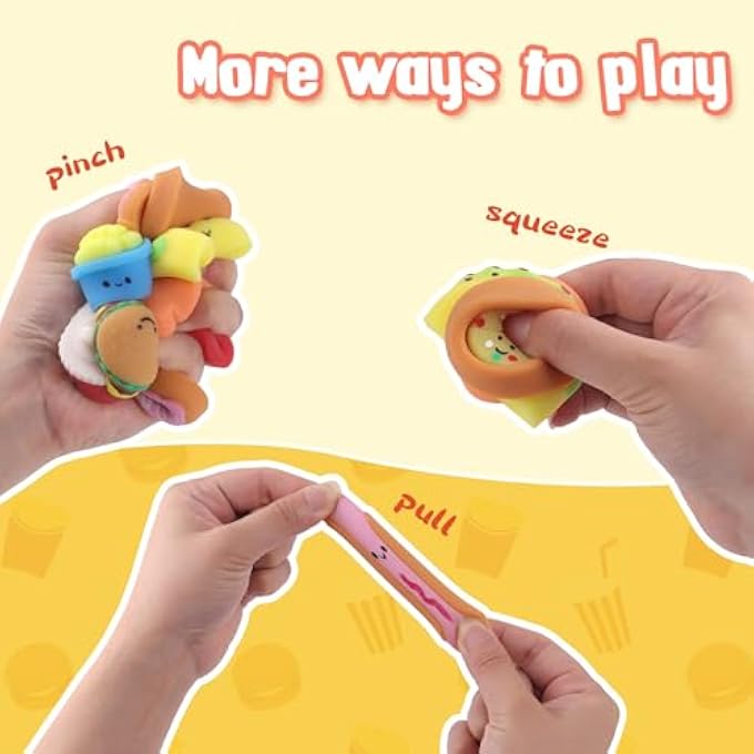 ANBOOR Mini Fast Food Squishies Toy - 12 Pieces Soft Kawaii Food Squeeze Stress Relief Toys for Children, Mini Junk Food Fidget Toy for Party Gifts and Goodie Bag Fillings - Image 3